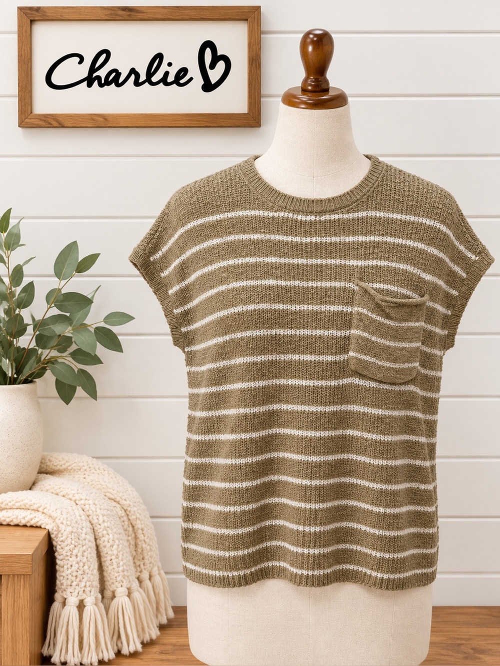 Charlie B Striped Knit Top – Size M